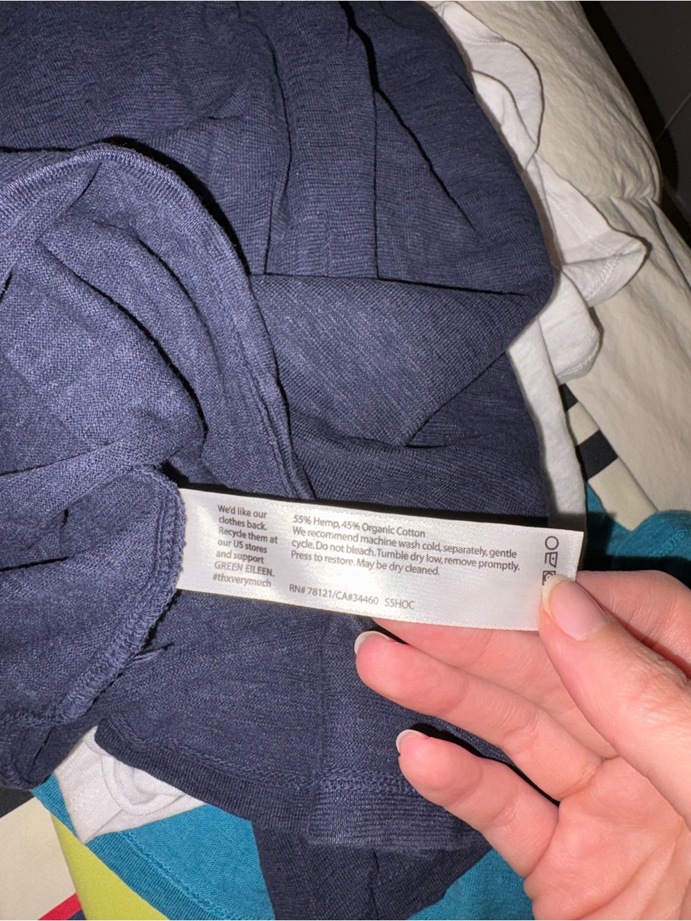 Eileen Fisher Relaxed Scoop Neck Rolled Short-Sleeve Tee in Deep Navy - Picture 8 of 8
